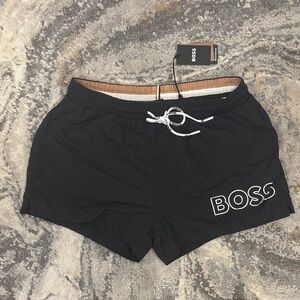 Boss Black Swim Trunks with Logo
